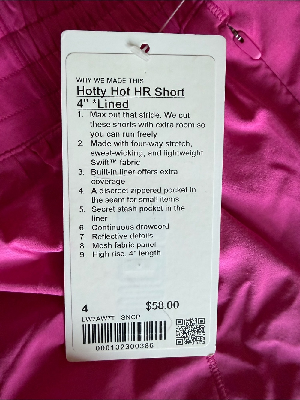 NWT Lululemon Hotty Hot HR short Sonic Pink 4” inseam - Picture 9 of 9